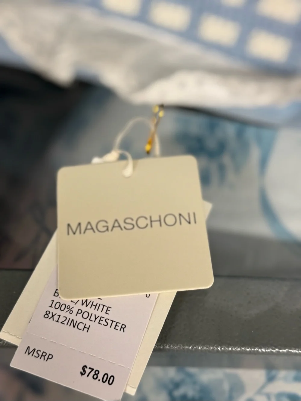 Magaschoni Blue and White Gingham 'Sweet Dreams' Decorative Pillows set 2